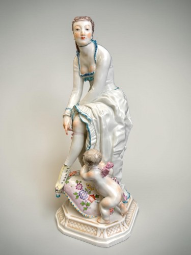 Lady With Cupid - Meissen Porcelain Group Model By Paul Scheurich - 