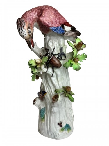 Meissen - Groupe en porcelaine geai avec un lucane cerf-volant