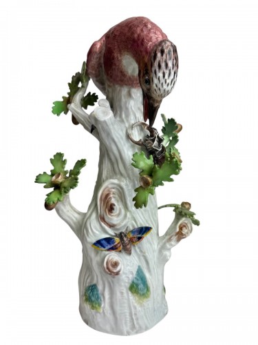 Antiquités - Meissen - Groupe en porcelaine geai avec un lucane cerf-volant