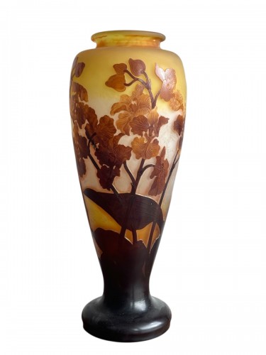 Gallé, vase à décor d'orchidées