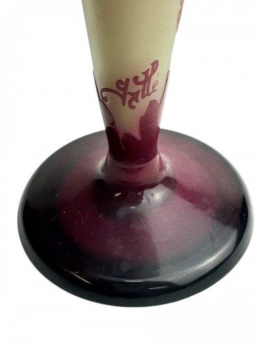 Antiquités - Emile Gallé - Vase ”Cœurs de Marie”