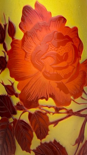 Art nouveau - Gallé - Vase à décor de Roses