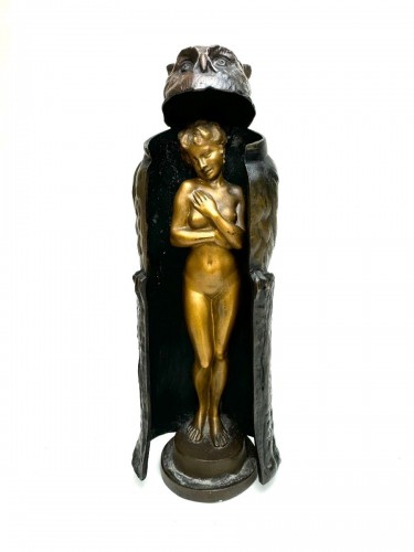 Argentor Wien - Hibou entourant une femme nue, figure érotique métamorphique - AG Antiquités