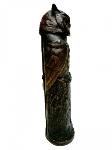 XIXe siècle - Argentor Wien - Hibou entourant une femme nue, figure érotique métamorphique