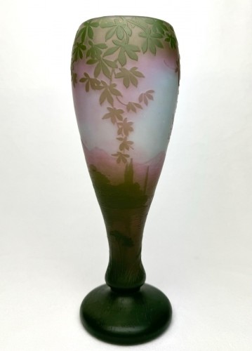 Glass & Crystal  - Camille Trutie de Varreux  (1872-1942) - Vase With Lake Decor 