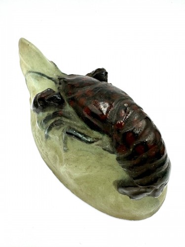 Amalric Walter et Henry Bergé - Écrevisse en pâte de verre - Verrerie, Cristallerie Style Art nouveau