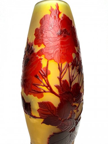Antiquités - Gallé - Rosier Eglantine Vase