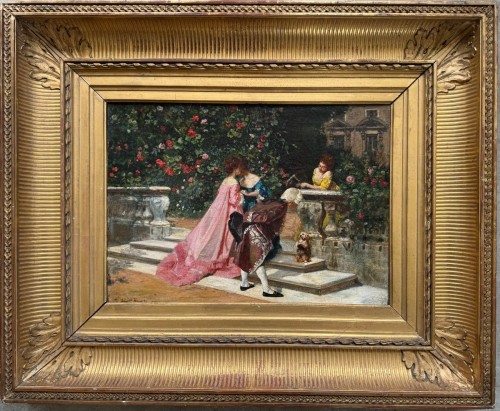 École française du 19e siècle, Nobles Dans Le Jardim - Tableaux et dessins Style Napoléon III