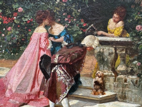 Tableaux et dessins Tableaux XIXe siècle - École française du 19e siècle, Nobles Dans Le Jardim