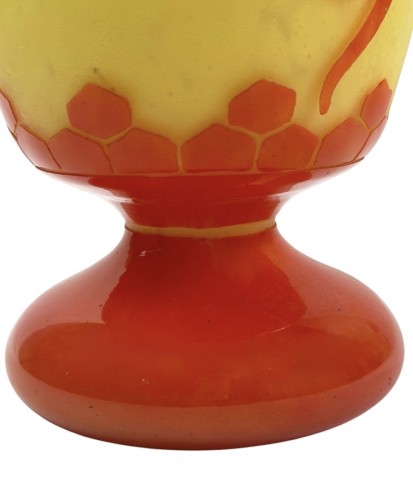 Le Verre Français Schneider- Grand Vase Houblon - Art Déco