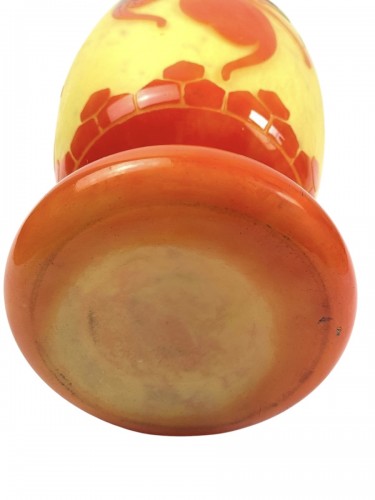 Antiquités - Le Verre Français Schneider- Grand Vase Houblon
