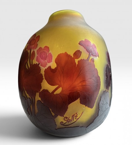 Art nouveau - Gallé, Vase Decorated With Marsh Marigold Flowers