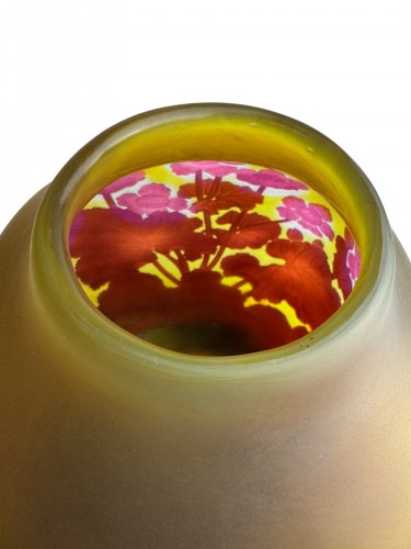 Antiquités - Gallé, Vase Decorated With Marsh Marigold Flowers