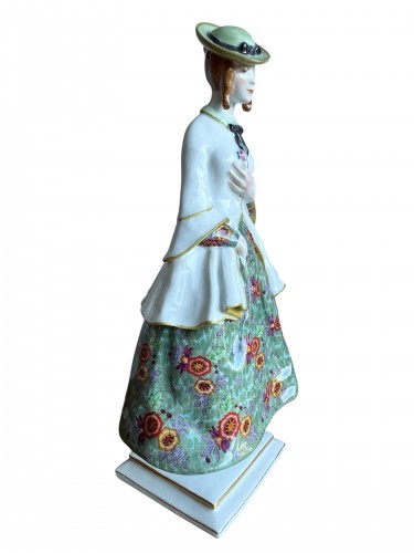 Porcelain & Faience  - Richard Lang, Meissen Porcelain Figurine: "Woman Pinning A Rose"