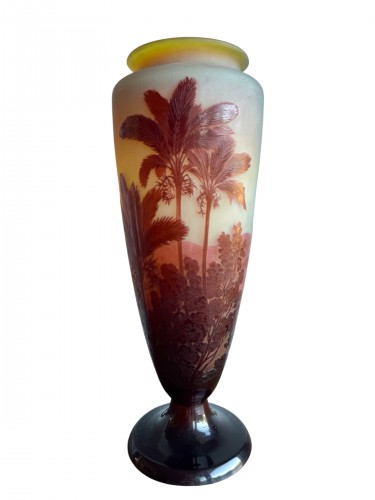 Vase Gallé Rio de Janeiro - Plage de Botafogo et Corcovado - Verrerie, Cristallerie Style Art nouveau