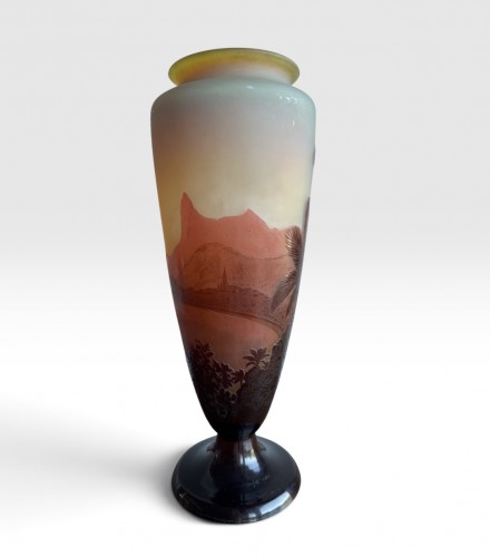 Vase Gallé Rio de Janeiro - Plage de Botafogo et Corcovado - AG Antiquités