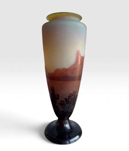 XXe siècle - Vase Gallé Rio de Janeiro - Plage de Botafogo et Corcovado