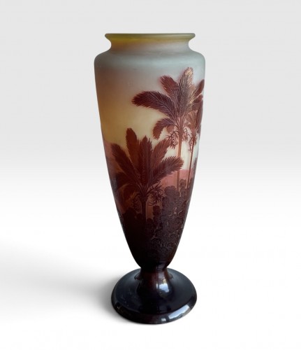 Antiquités - Vase Gallé Rio de Janeiro - Plage de Botafogo et Corcovado