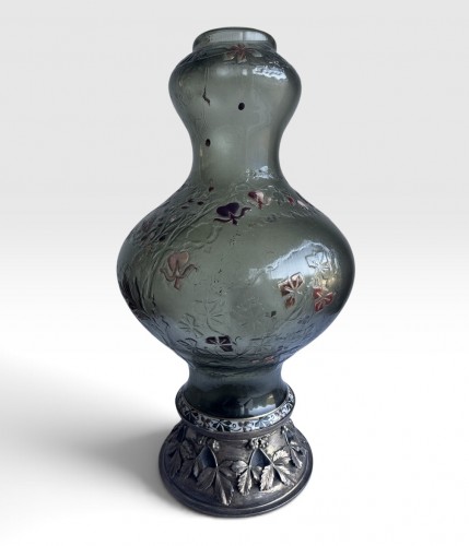 Désiré Christian - Vase à la frise fleurie Verrerie d'Art de Lorraine Burgun, Schvere - Art nouveau