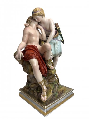 « Diane et Endymion » Groupe en porcelaine de Meissen - Céramiques, Porcelaines Style 