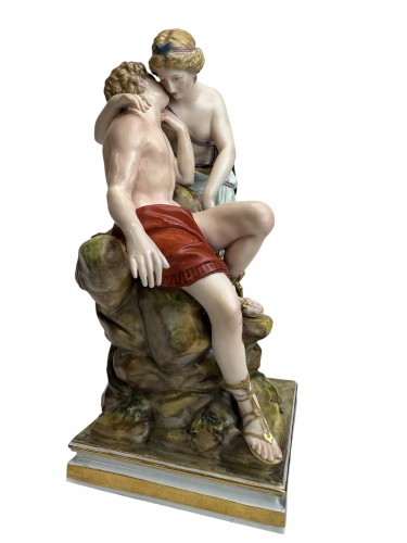 Céramiques, Porcelaines  - « Diane et Endymion » Groupe en porcelaine de Meissen