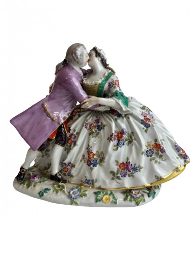 Groupe couple d’amoureux en porcelaine de Meissen