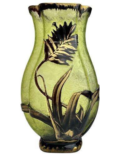 Baccarat - vase « Broméliacées » vers 1900 - Verrerie, Cristallerie Style Art nouveau