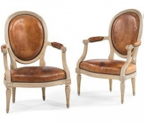 Paire de fauteuils cabriolets estampille Sené - Sièges Style Louis XVI