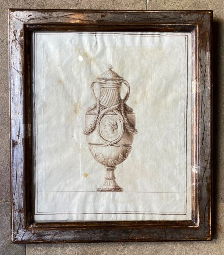 Serie of 9 drawings of vases - 
