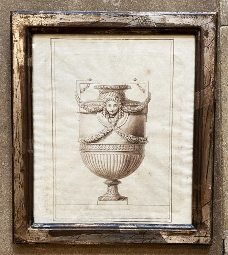 Serie of 9 drawings of vases - Restauration - Charles X