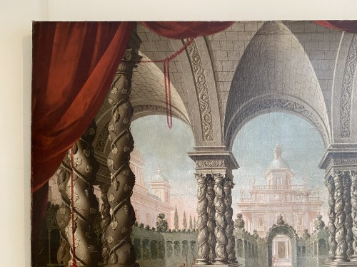 Tableaux et dessins Tableaux XVIIIe siècle - Scène dans un palais avec des personnages, Espagne début du 18e siècle