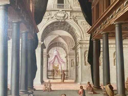 Scene in a palace, large 18th century spanish painting - 