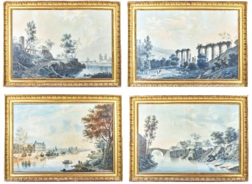 Set of 4 landscapes, France 18th century