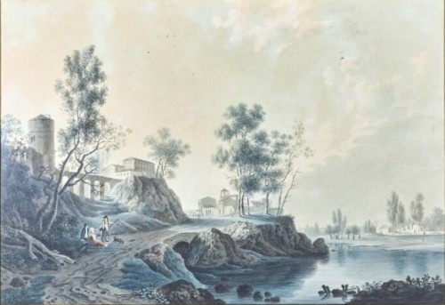 Set of 4 landscapes, France 18th century - Paintings & Drawings Style Louis XVI