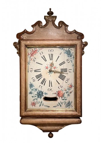 A painted and parcel-gilt wall clock. Malta 18th century, 