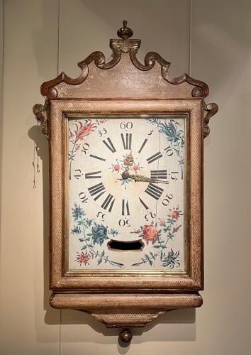 A painted and parcel-gilt wall clock. Malta 18th century,  - 