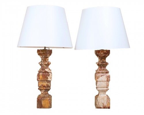 pair of italian 18 century marble lamps