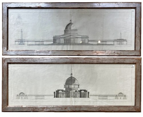 Pair of architectural drawings, french school 18th century