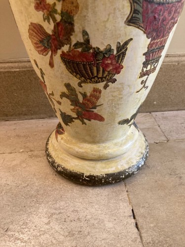 Pair of italian arte povera wooden vases, 18th century - Decorative Objects Style 