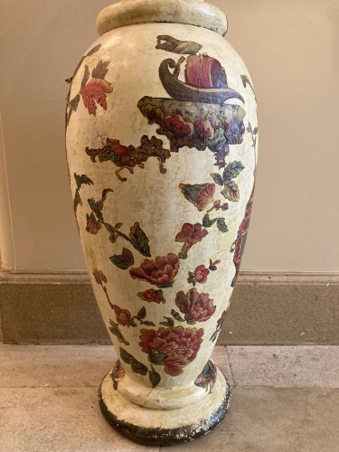 18th century - Pair of italian arte povera wooden vases, 18th century