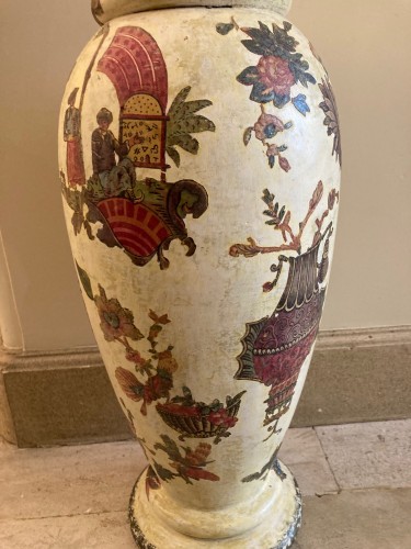 Paire de vases en bois à décor arte povera, 18e siècle - 
