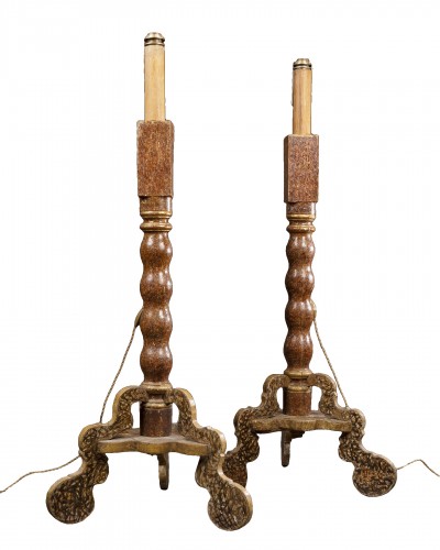Paire de lampes torchères, Espagne XVIIe siècle
