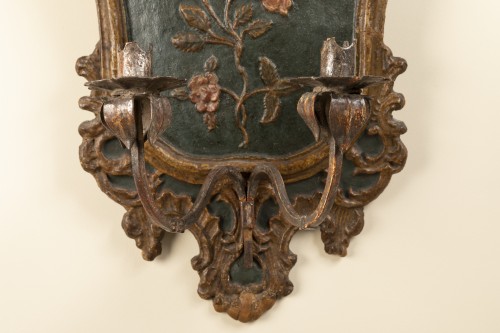 18th century - Pair of italian 18th century painted papier-mâché sconces