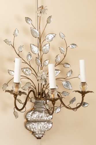 Maison Baguès - Paire d’appliques en métal doré et verre - Luminaires Style Années 50-60