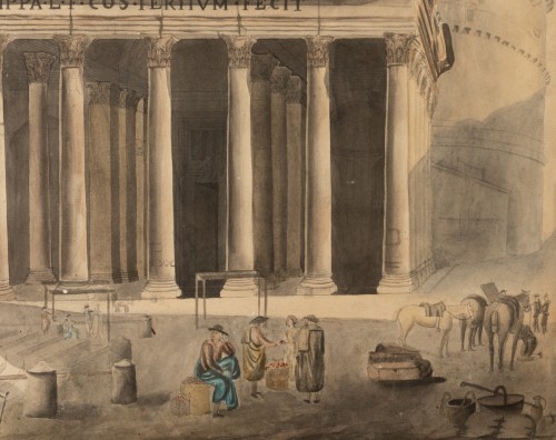 Paintings & Drawings  - Vue Du Panthéon De Rome, Aquarelle 19ème