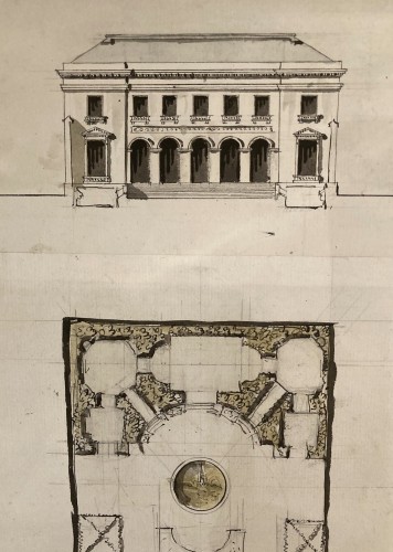 pair of architectural drawings, France 18th century - Louis XVI
