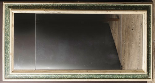 Large  painted wooden green and white faux marbre mirror, Italy 17th century - Mirrors, Trumeau Style Louis XIV