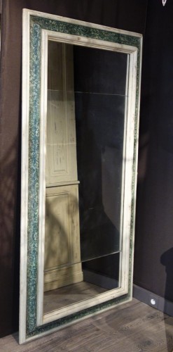 Mirrors, Trumeau  - Large  painted wooden green and white faux marbre mirror, Italy 17th century