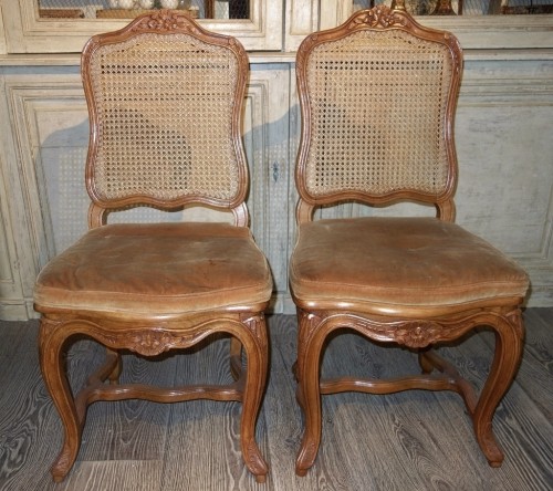 6 french caned chairs in natural wood - Seating Style Napoléon III