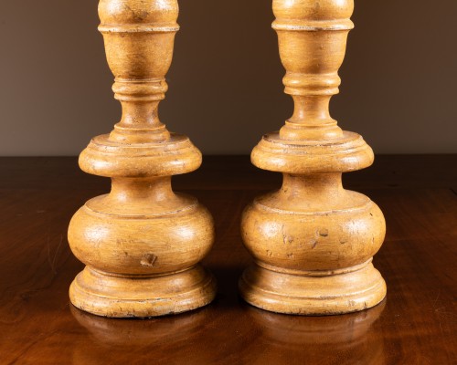 Pair of early 18th century wooden pique cierges - Louis XIV